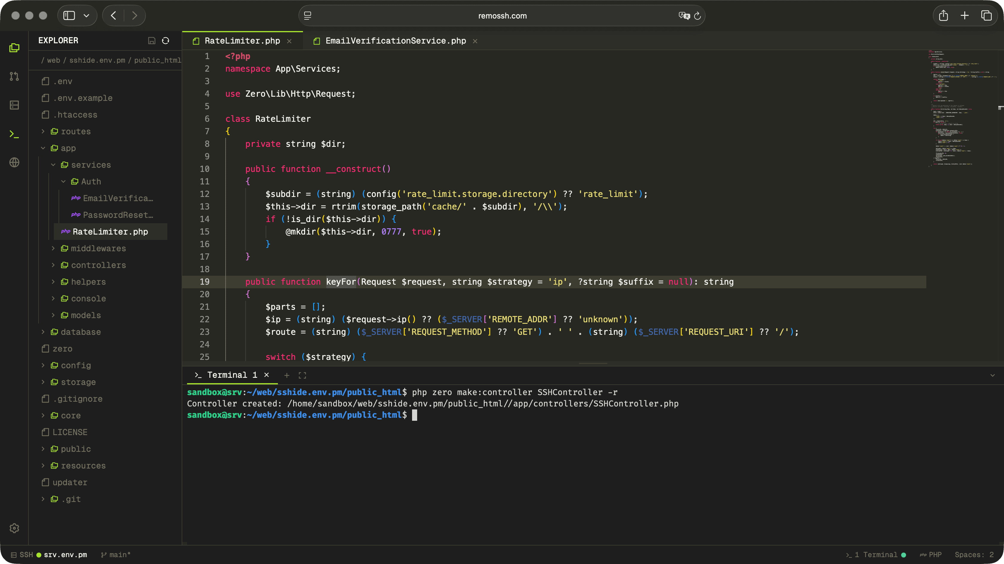 REMOSSH browser IDE preview